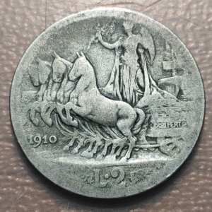 ITALIA REINO VITTORIO EMANUELE III 2 LIRE 2 LIRAS 1910 BC FECHA ESCASA