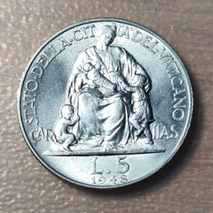 VATICANO PIO XII 5 LIRAS 5 LIRE 1948 SC UNC