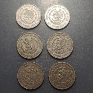 MEXICO 1 PESO LOTE 6 MONEDAS DISTINTAS