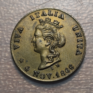 ITALIA REINO MEDALLA UNIDAD ITALIA NOVIEMBRE 1866 VIVA ITALIA UNITA 28mm 3g