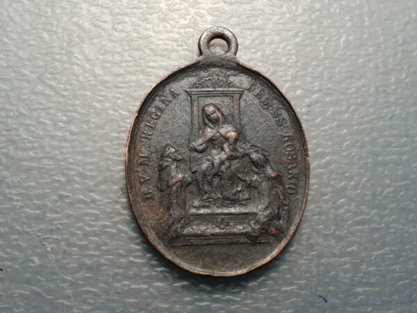 MEDALLA RELIGIOSA PAPA LEON XIII BEATA MARIA VIRGEN DEL SS ROSARIO 34x24 mm
