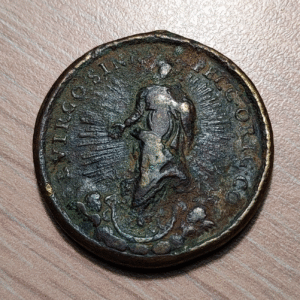 MEDALLA RELIGIOSA ANTIGUA ROMA ANGEL MONOGRAMA CRISTO VIRGEN INMACULADA