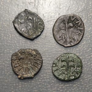 ESPAÑA VALENCIA FELIPE III Y FELIPE IV LOTE DE 4 MONEDAS DINEROS