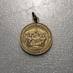 MEDALLA RELIGIOSA FRANCIA LYON APOSTOLADO DE LA ORACION ESCENA BIBLICA LATON