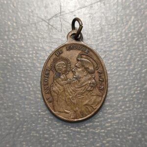 MEDALLA RELIGIOSA FRANCIA SAN FRANCISCO DE ASIS SAN ANTONIO DE PADUA COBRE
