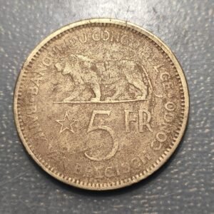 CONGO BELGA BELGIAN CONGO 5 FRANCS 1936
