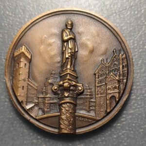 ITALIA FERRARA MEDALLA ESCUDO VISTA DE LA CIUDAD 43mm