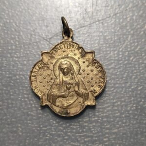 MEDALLA RELIGIOSA SAGRADO CORAZON DE JESUS SAGRADO CORAZON DE MARIA BRONCE
