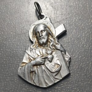 MEDALLA RELIGIOSA SAGRADO CORAZON DE JESUS LIGA DE CATOLICOS ALUMINIO