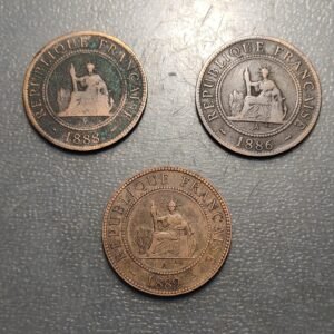 FRENCH INDOCHINE INDOCHINA FRANCESA LOTE 3 MONEDAS