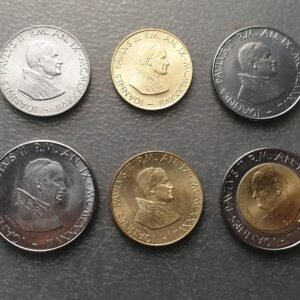 VATICANO JUAN PABLO II SERIE ANUAL MONEDAS 1987 10+20+50+100+200+500 LIRE SC UNC