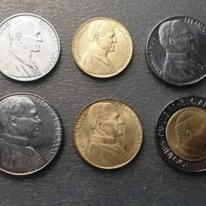 VATICANO JUAN PABLO II SERIE ANUAL MONEDAS 1988 10+20+50+100+200+500 LIRE SC UNC