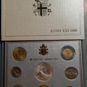 VATICANO JUAN PABLO II SERIE ANUAL OFICIAL 1999 1000 LIRAS BIMETALICAS Y PLATA