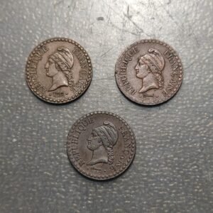 FRANCIA FRANCE LOTE 3 MONEDAS 1 CENTIME 1848-1849-1851