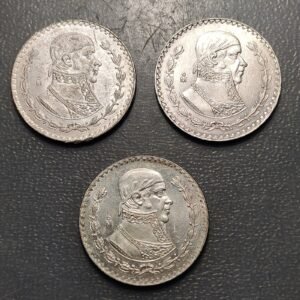 MEXICO LOTE DE 3 MONEDAS 1 PESO 1963-1966-1967 EBC-SC