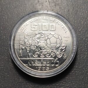 MEXICO 100 PESOS 1985 MUNDIAL FUTBOL WORLD CUP 1986 SC UNC