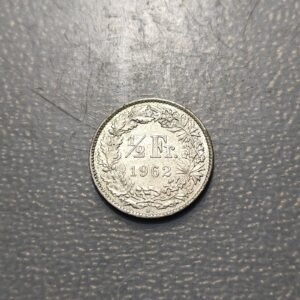 SUIZA SWITZERLAND 1/2 FRANC 1962 B SC UNC