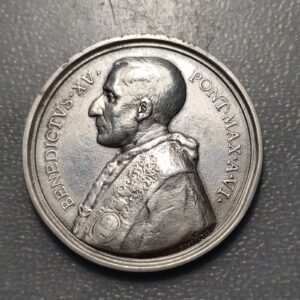 MEDALLA RELIGIOSA ESTADOS PAPALES VATICANO BENEDICTO XV AÑO VI 1920 PLATA