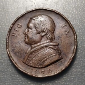 MEDALLA RELIGIOSA 1874 ESTADOS PAPALES PIO IX S. BONAVENTURA VI CENTENARIO