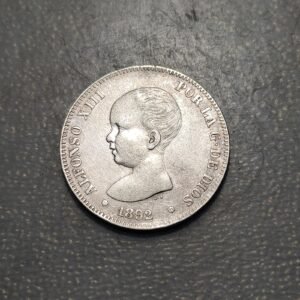 ESPAÑA ALFONSO XIII 2 PESETAS 1892 (18-92) MBC- ESCASA