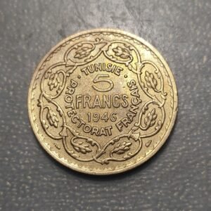 TUNEZ TUNISIA 5 FRANCS 1946 MBC+