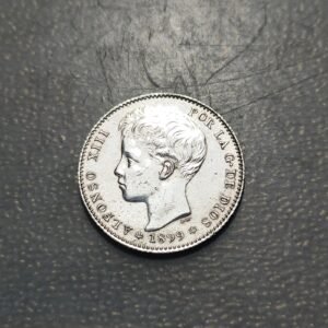 ESPAÑA ALFONSO XIII 1 PESETA 1899 EBC-/EBC LIMPIADA