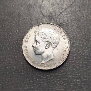 ESPAÑA ALFONSO XIII 1 PESETA 1896 EBC LIMPIADA