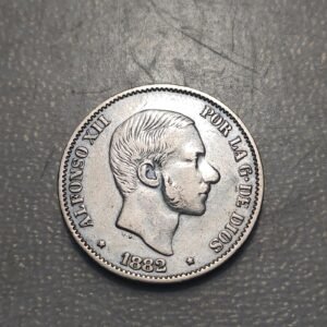 FILIPINAS PHILIPPINES MANILA ALFONSO XII 50 CENTAVOS DE PESO 1883