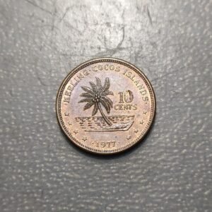 KEELING COCOS 10 CENTS 1977 EBC/EBC+ ESCASA SCARCE