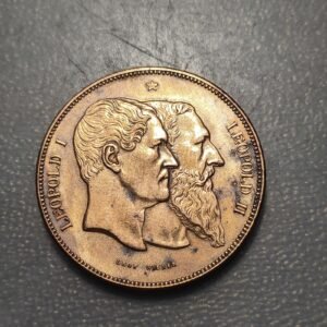 BELGICA BELGIUM LEOPOLD I LEOPOLD II 5 FRANCS 1880 COBRE MBC+/EBC-