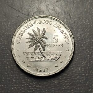 KEELING COCOS 5 RUPEES 1977 EBC+ ESCASA SCARCE