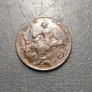 FRANCIA FRANCE 5 CENTIMES 1916 EBC/EBC+ BRILLO ORIGINAL