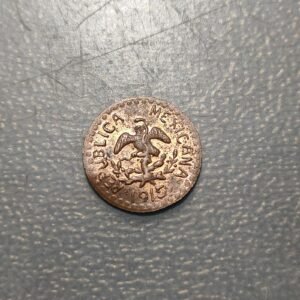 MEXICO TETECA DEL ORO Y OCAMPO 2 CENTAVOS 1915 EBC DOBLEZ