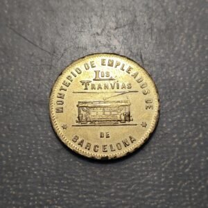 ESPAÑA FICHA COOPERATIVA DE TRANVIAS BARCELONA 5 CENTIMOS 1916