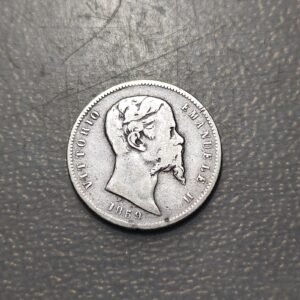 ITALIA BOLONIA BOLOGNA VITTORIO EMANUELE II 1 LIRA 1859 B RARA