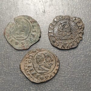 FALSAS DE EPOCA ESPAÑA FELIPE IV LOTE 3 MONEDAS 16 MARAVEDIS 1660-1664 FALSAS DE