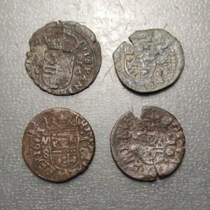 FALSAS DE EPOCA ESPAÑA FELIPE IV LOTE 4 MONEDAS 16 MARAVEDIS 1660-1664 FALSAS DE