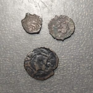 ESPAÑA ZARAGOZA AUSTRIAS LOTE DE 3 MONEDAS DINEROS