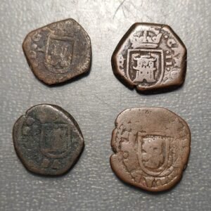 ESPAÑA CARLOS II LOTE DE 4 MONEDAS DE 2 MARAVEDIS