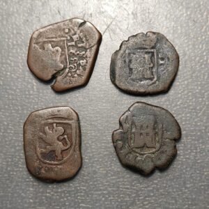 ESPAÑA CARLOS II LOTE DE 4 MONEDAS DE 2 MARAVEDIS