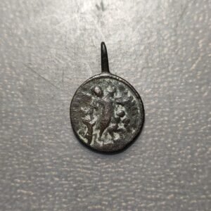 MEDALLA RELIGIOSA SIGLO XVIII SAN MIGUEL ARCANGEL ANIMAS DEL PURGATORIO BRONCE