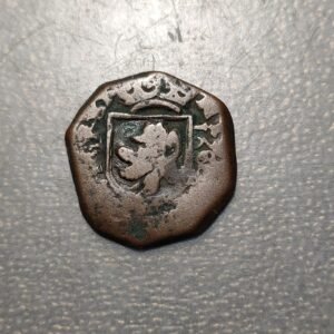 ESPAÑA VALLADOLID CARLOS II 2 MARAVEDIS 1680 GIRONES EN REVERSO