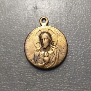 MEDALLA RELIGIOSA VIRGEN DEL CARMEN SAGRADO CORAZON DE JESUS BRONCE