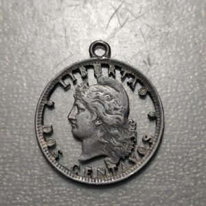 ARGENTINA MEDALLA 2 CENTAVOS RECORTADA PARA HACER COLGANTE 35x30mm