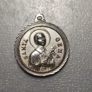 MEDALLA RELIGIOSA SANTA GEMA SAN CRISTOBAL METAL BLANCO