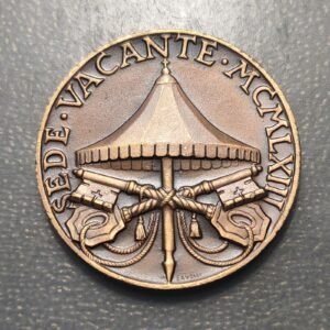 MEDALLA RELIGIOSA VATICANO SEDE VACANTE 1963 BENEDETTO ALOISI MASELLA BRONCE