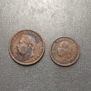 INDIA PORTUGUESA LOTE DE 2 MONEDAS 1/4 TANGA + 1/8 TANGA
