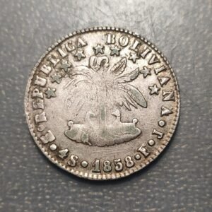 BOLIVIA 4 SOLES 1858 MBC PLATA
