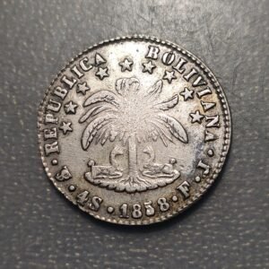 BOLIVIA 4 SOLES 1858 MBC PLATA