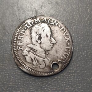 ITALIA TOSCANA FERDINANDO II TESTONE 1636 PLATA SILVER AGUJERO HOLED